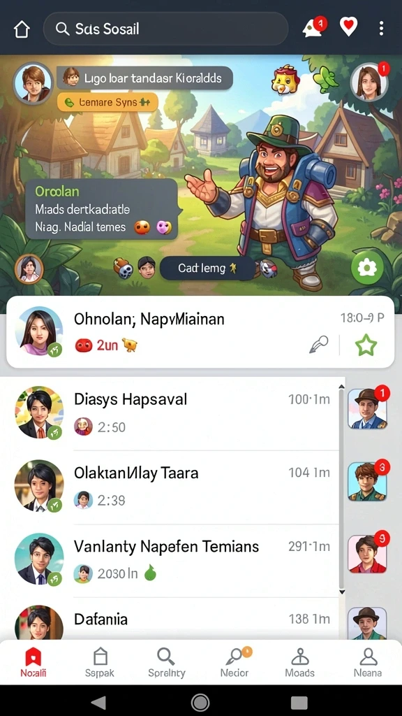 Tampilan utama dengan karakter yang menarik.