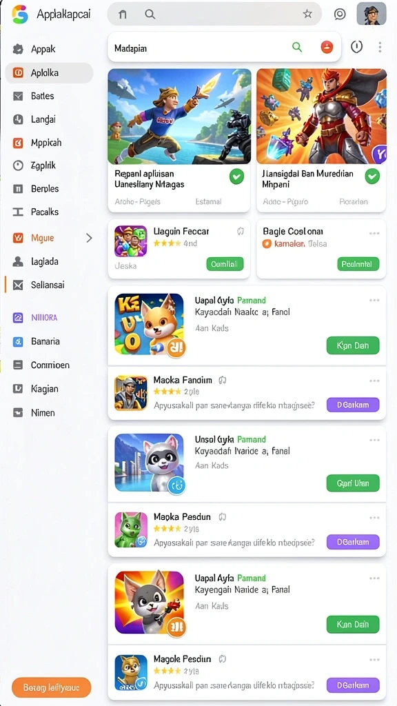 Menu misi yang mudah dinavigasi dan informatif.